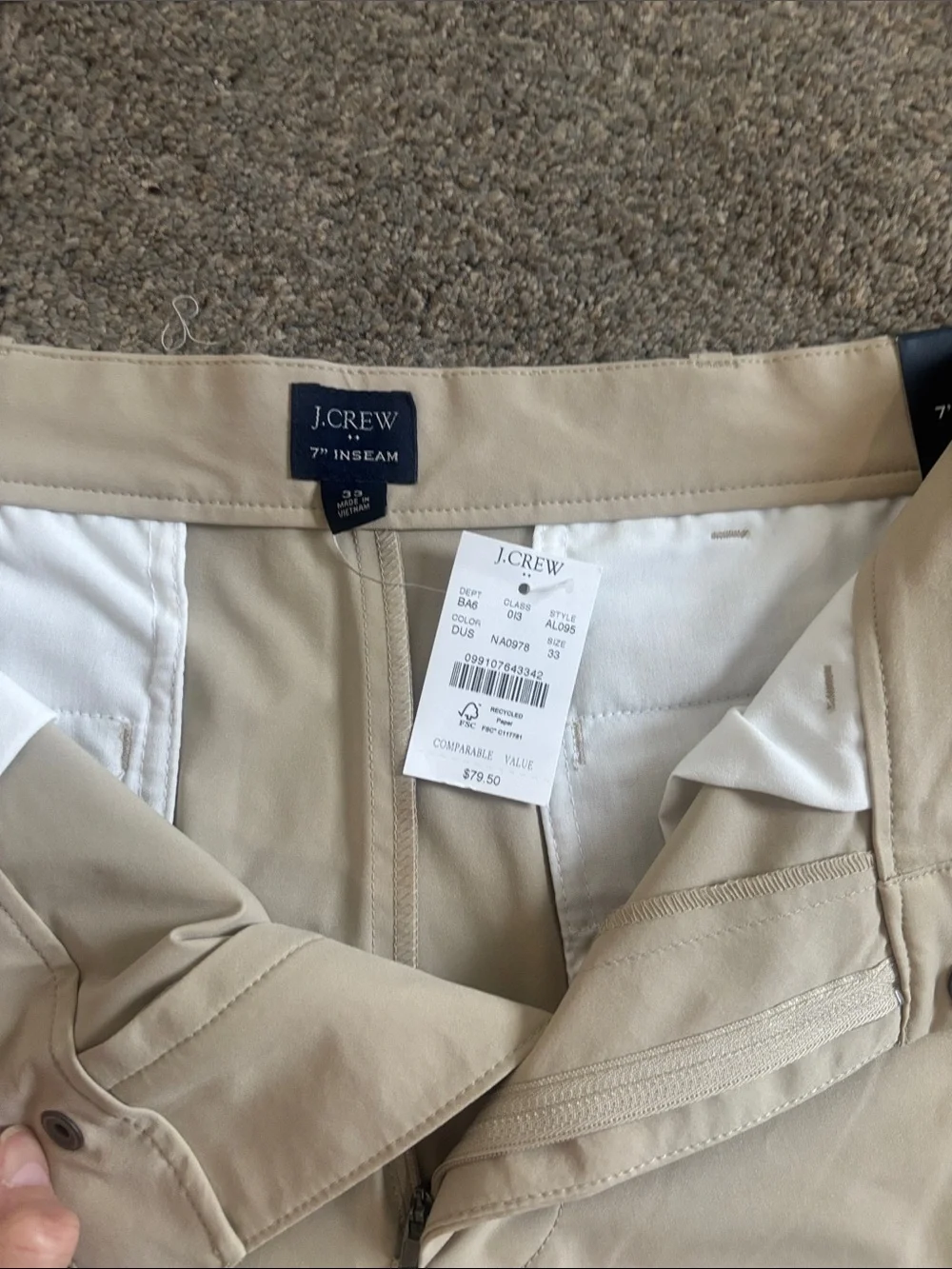 J. Crew Men's Flat-Front Shorts in Light Cream